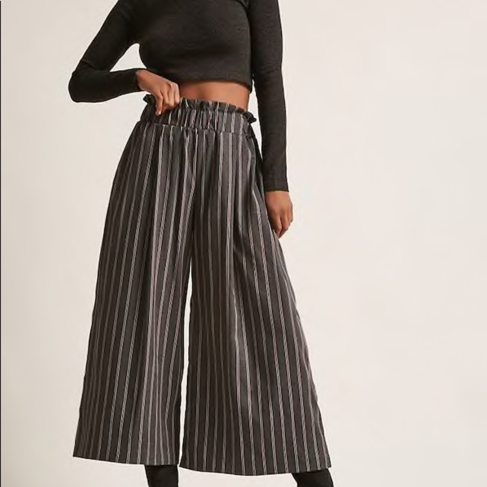 Grey Pinstripe Gaucho Pants